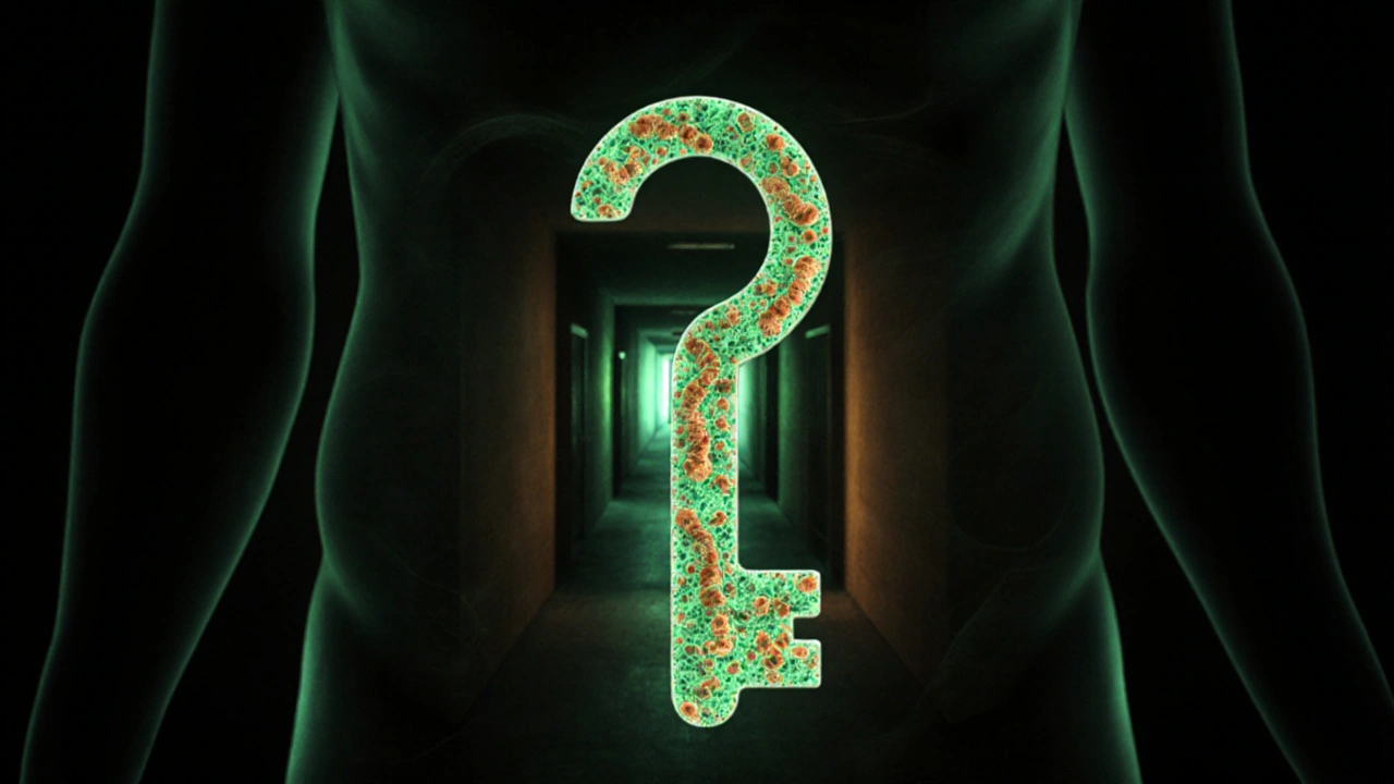 Klíč tvořený bakteriemi, který se vejde do zámku ve tvaru břicha.