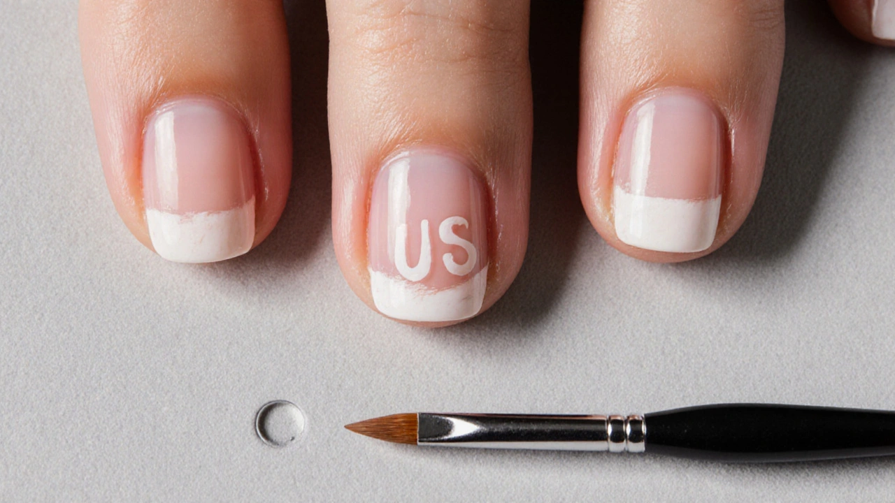 Tři nehty s různými pokusy o čárku a nástroje pro opravy