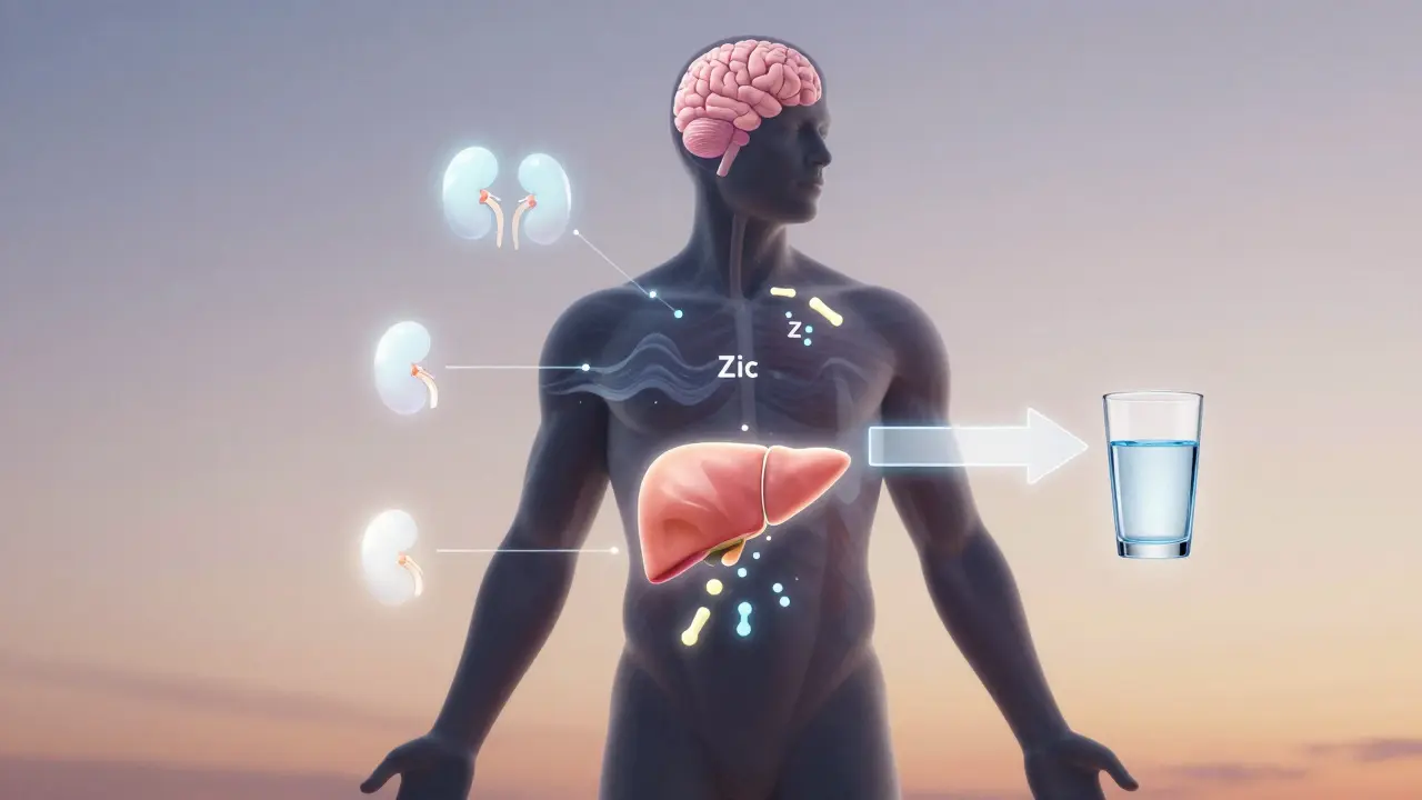 Lidský silueta s vyčerpanými vitamíny a minerály, které obnovuje elektrolytová voda.