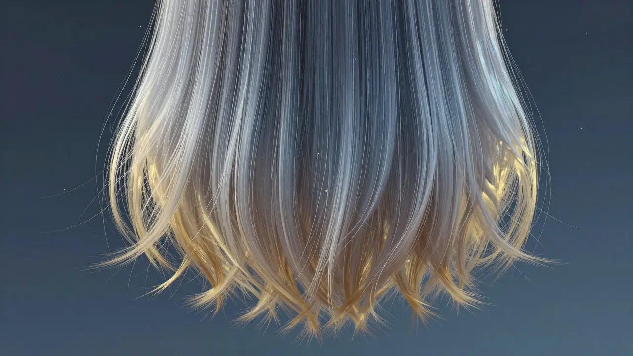 Vlasy s jemnou ochrannou vrstvou na koncích, proti suchým a elektrostaticky nabíjeným koncům.