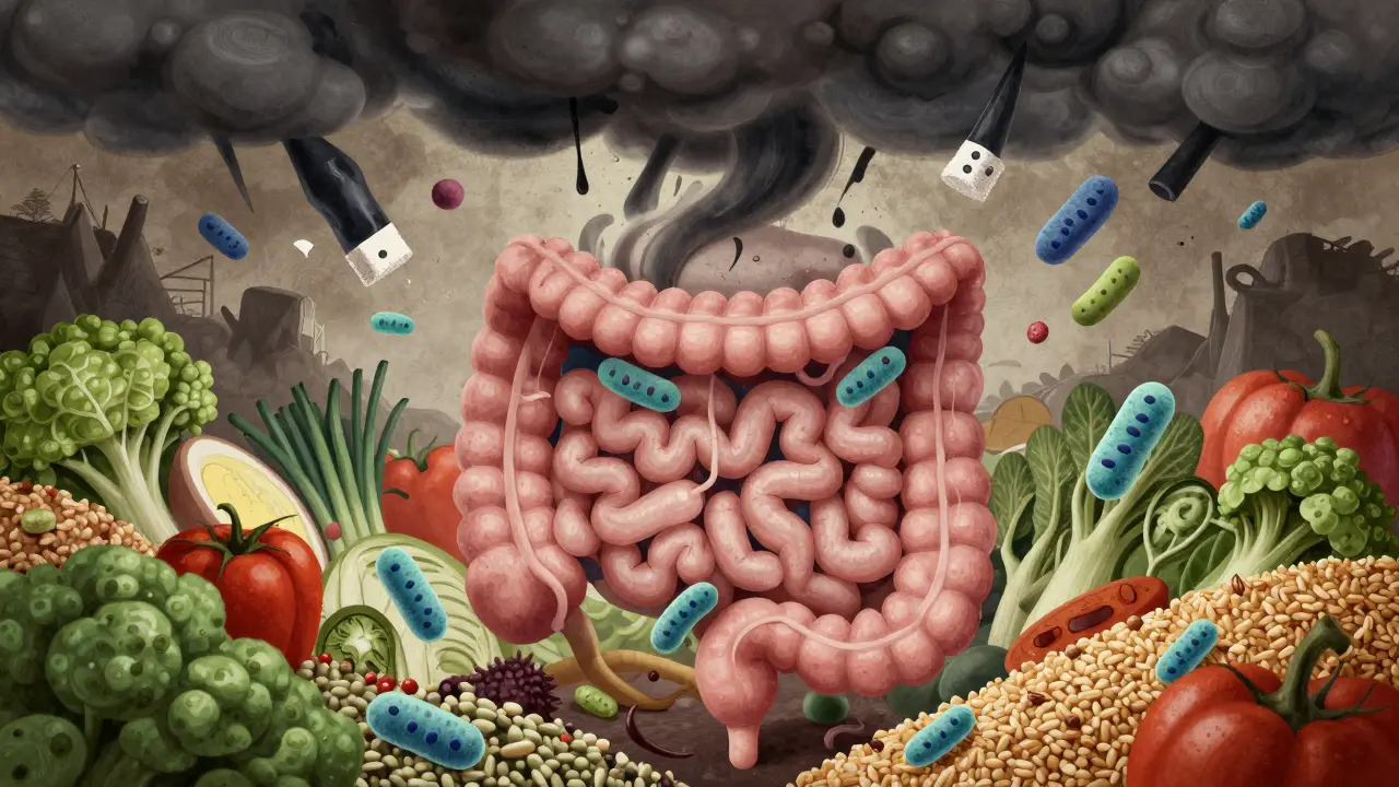 Zdravé střevní bakterie žijí mezi vlákninami, zatímco cukr a umělé přísady je ničí.