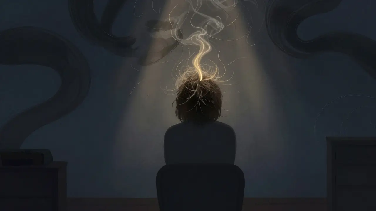 Abstraktní ilustrace stresu a vypadávání vlasů