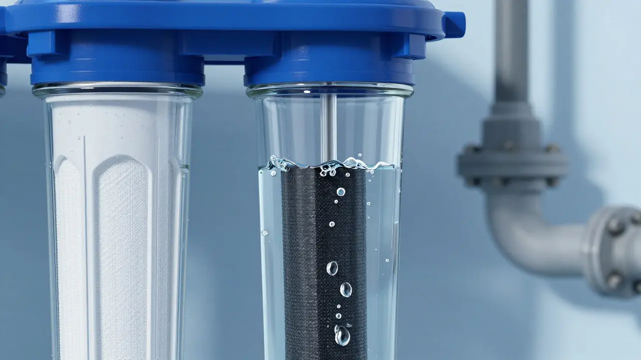 Čistá voda proudící z filtru symbolizuje hydrataci