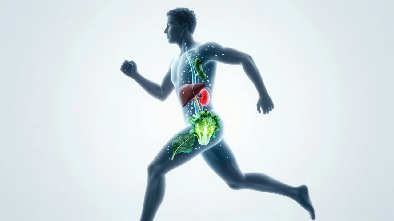Konceptuální ilustrace detoxikace těla během sportovní aktivity