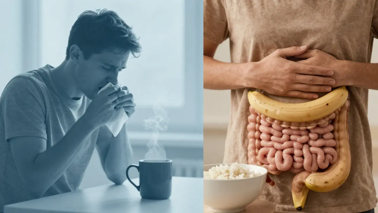 Kontrast mezi respiračními a trávicími příznaky