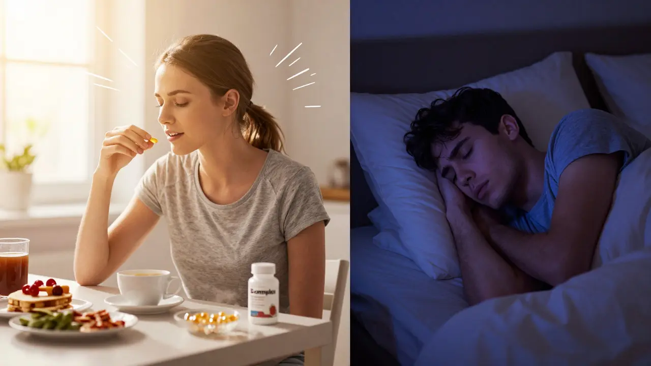 Porovnání energie po ranním příjmu vitamínů B versus večer