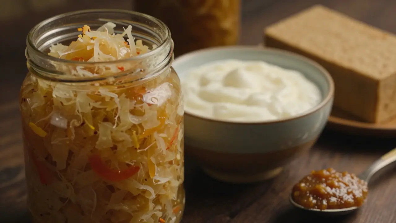 Fermentované potraviny jako zelí, kefír a tempeh pro probiotika