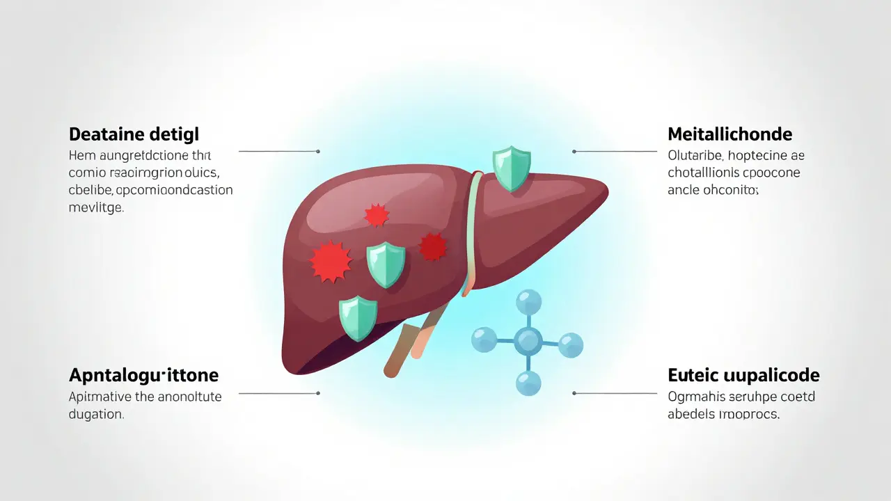 Ilustrace jater chráněných antioxidanty proti toxickým látkám z alkoholu.