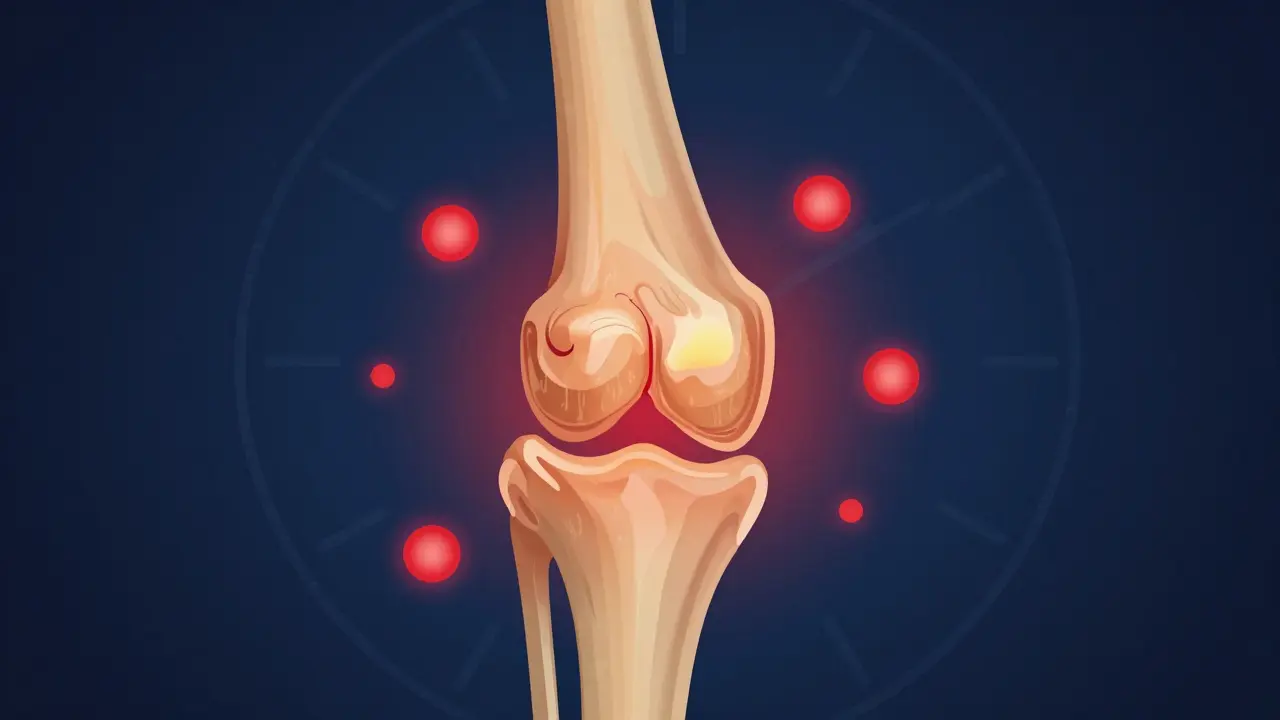 Ilustrace zánětu kloubu a biologických hodin