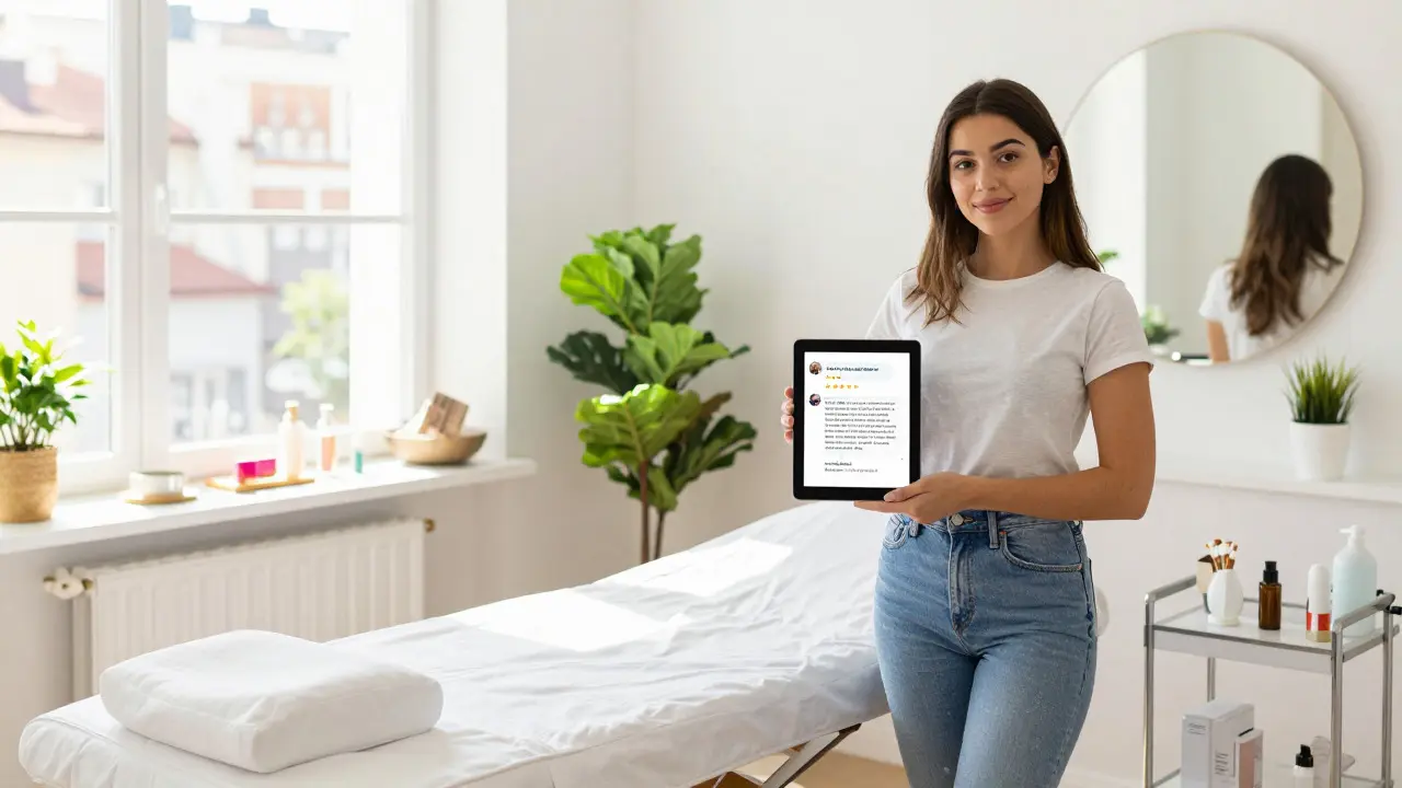 Moderní domácí kosmetický ateliér s rostlinami a světlem