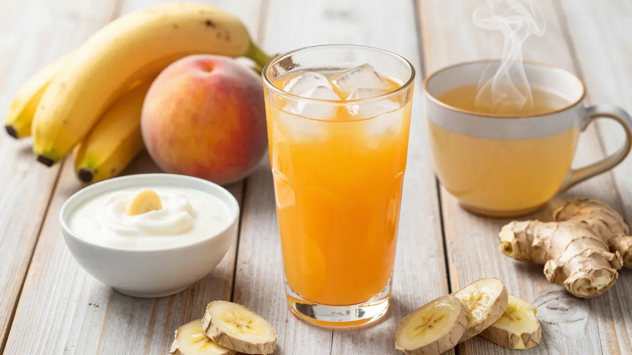 Peachový džus, banány a jogurt jako prostředky proti kocovině