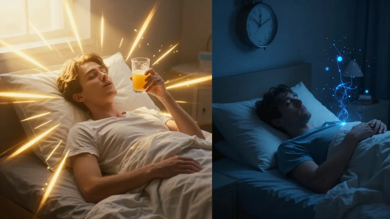 Srovnání energie po ranním příjmu B12 a nespavosti při večerním